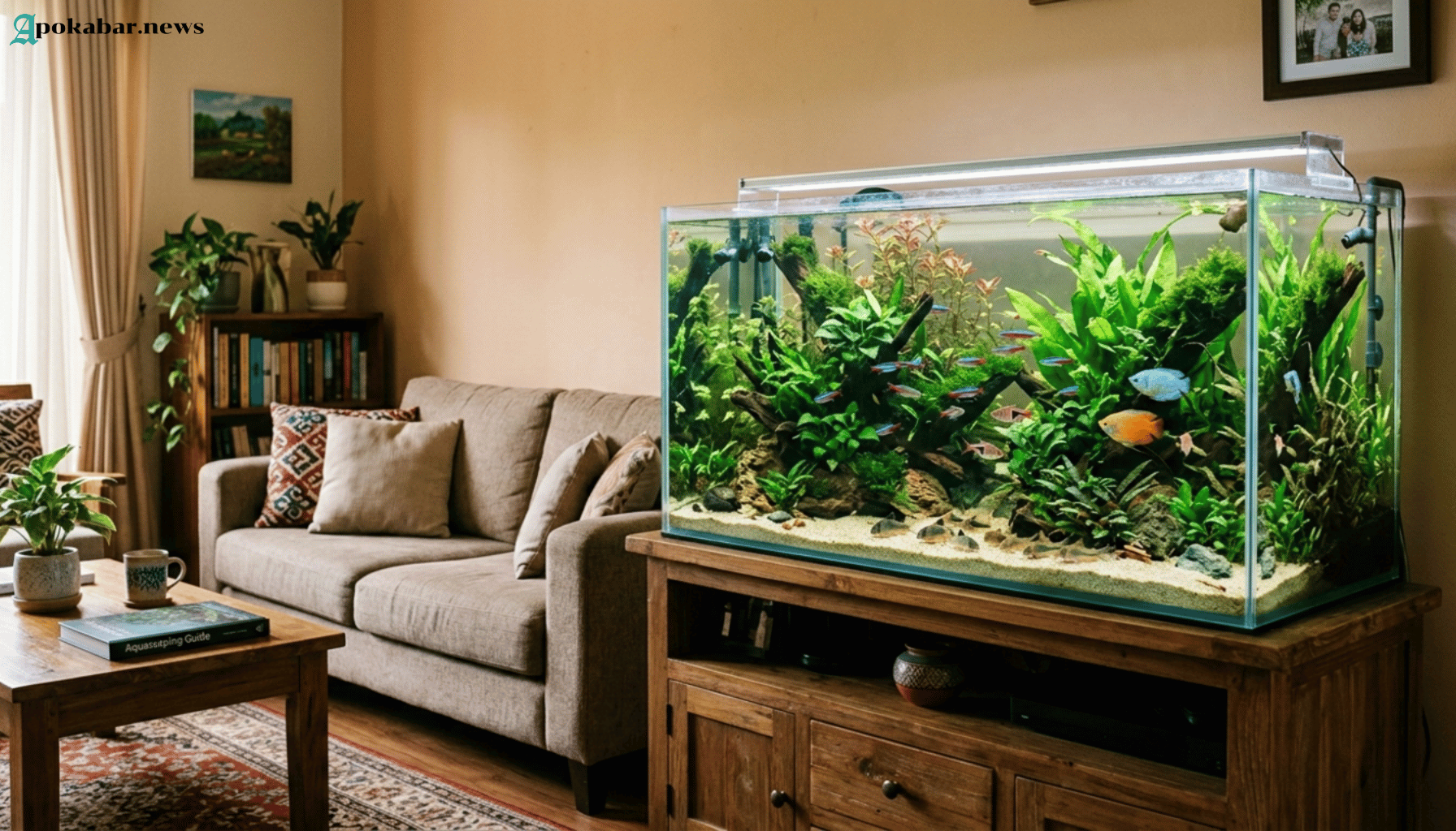 image source : ai / Aquarium di Ruang Tamu Modern