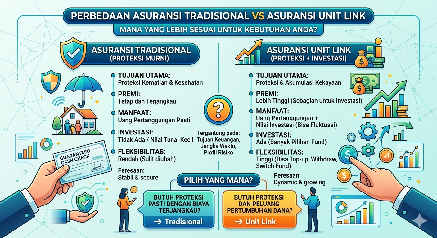 Perbedaan Asuransi Tradisional vs Asuransi Unit Link